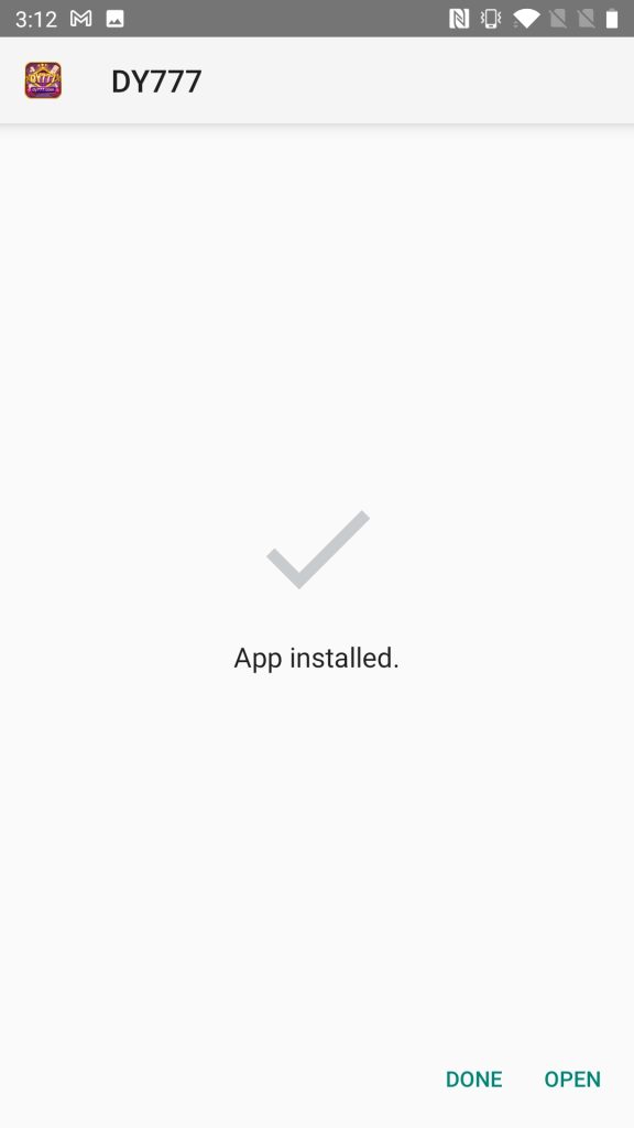 DY777 APK installed