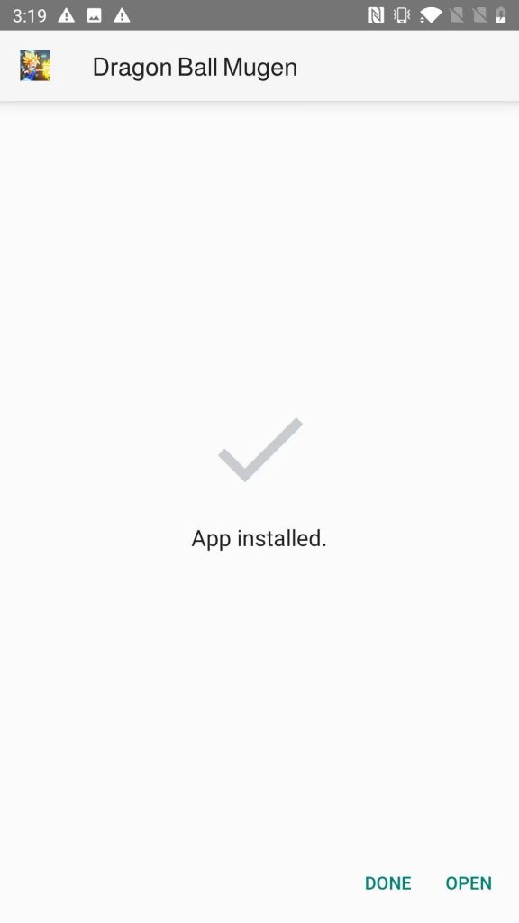 Dragon Ball Mugen APK installed