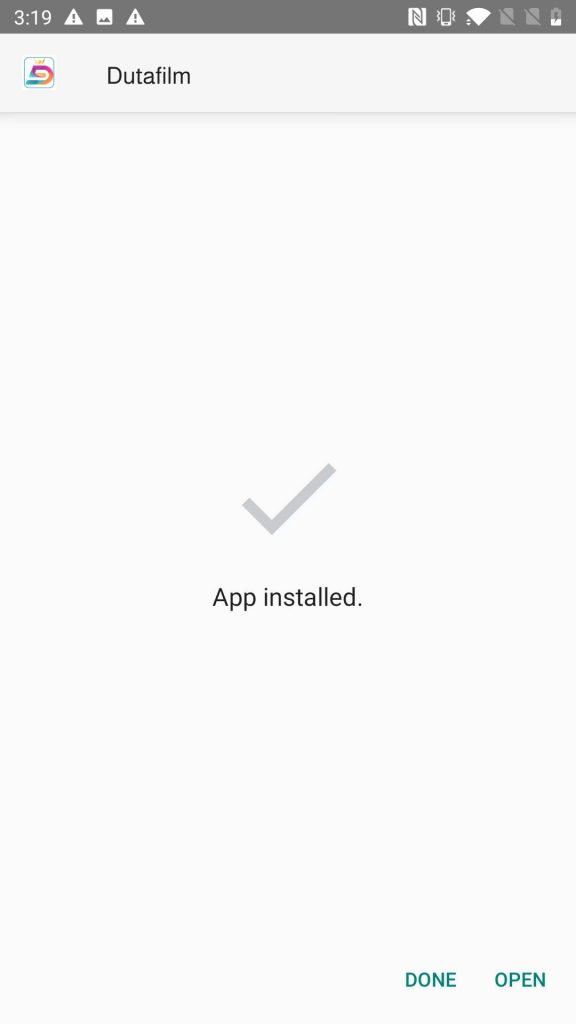 Dutafilm APK installed