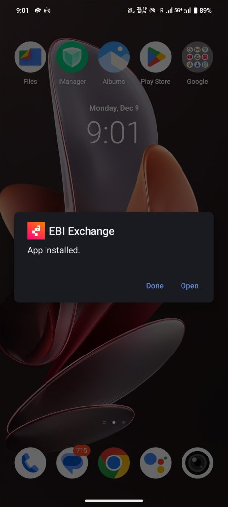 Ebi Exchange APK installed