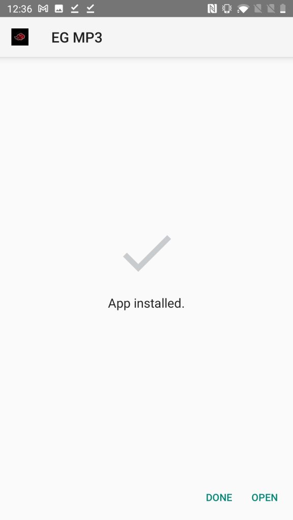 EG MP3 APK installed