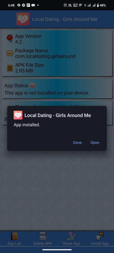 Girls Around Me APK installed