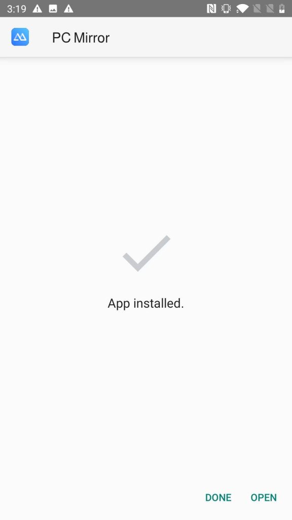 PC Mirror APK installed