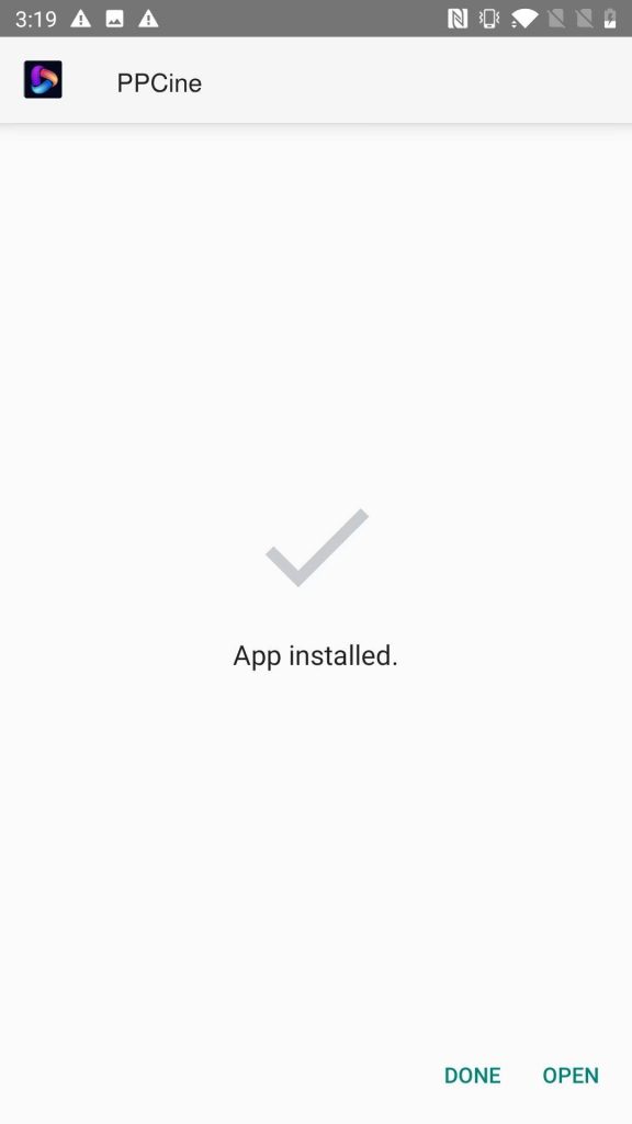 PPCine APK installed