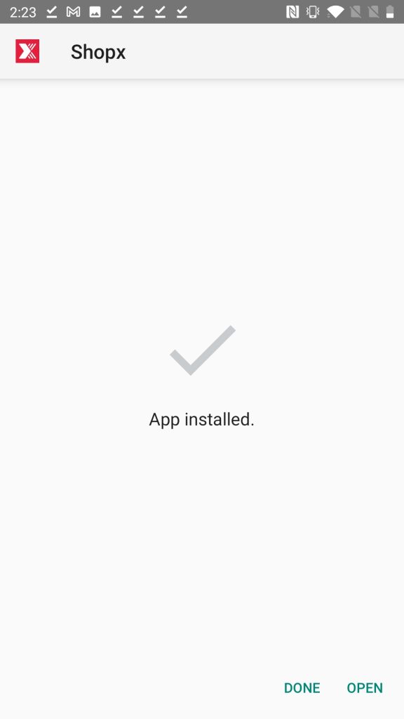 ShopX 100 Pro APK installed