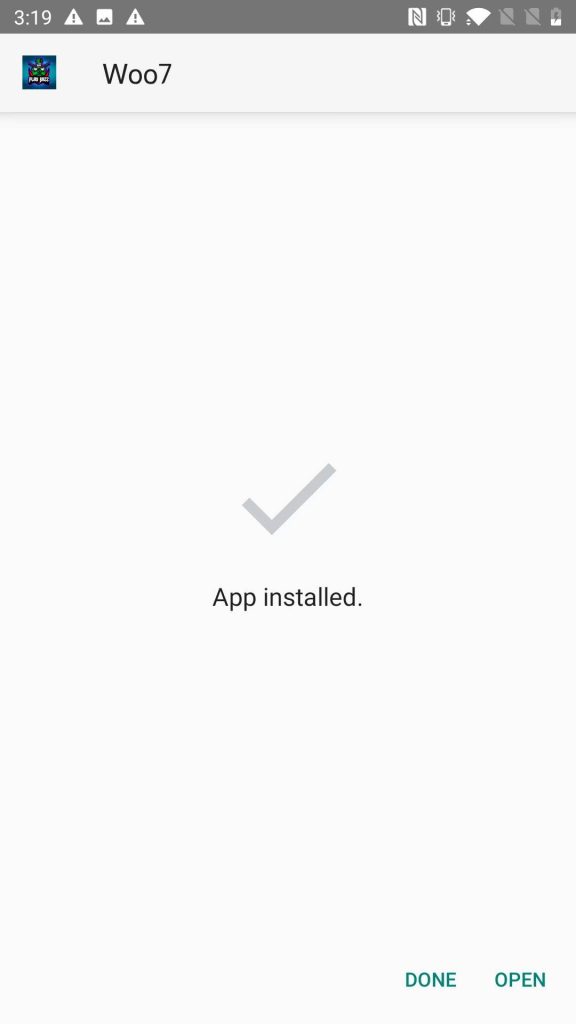 Woo7 APK installed