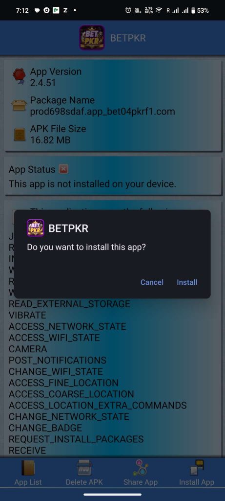 install BETPKR APK