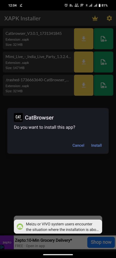 install Cat Browser APK