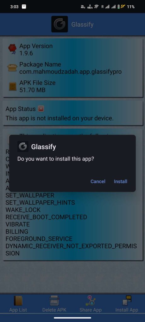 install Glassify APK