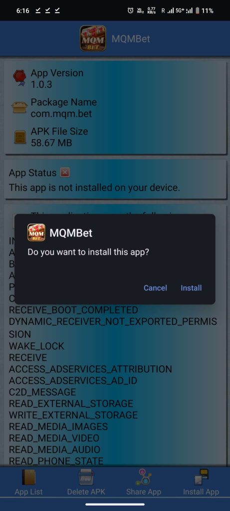 install MQM Bet APK