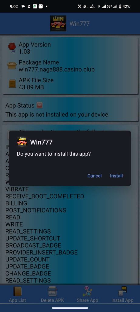 install Win777 APK