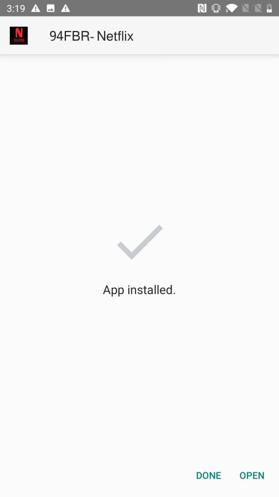 94Fbr Netflix APK installed