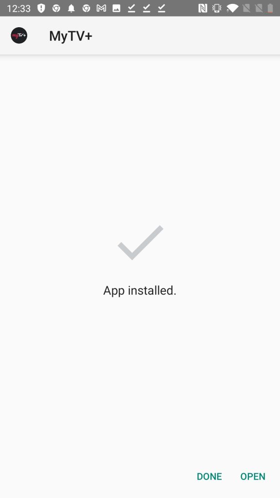 MyTV+ APK installed