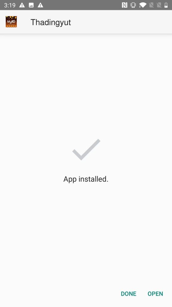 Thadingyut APK installed