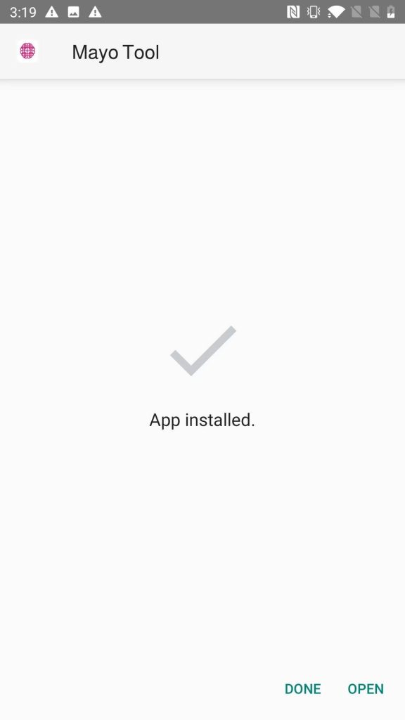 Mayo Tool APK installed