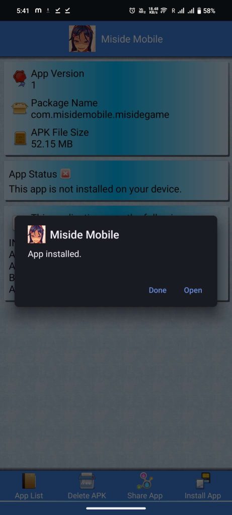 MiSide APK installed