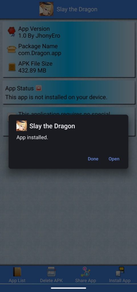 Slay the Dragon APK installed