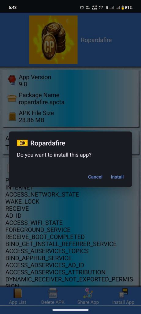 install Ropardafire CODM APK