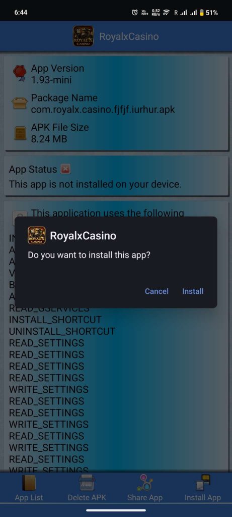 install Royal X Casino APK