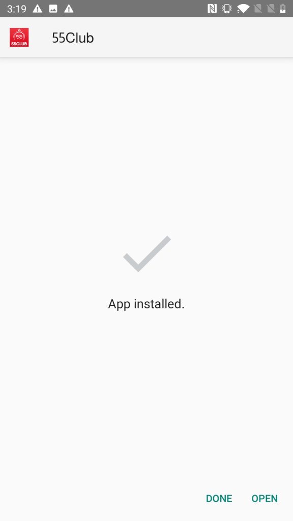 55Club APK installed