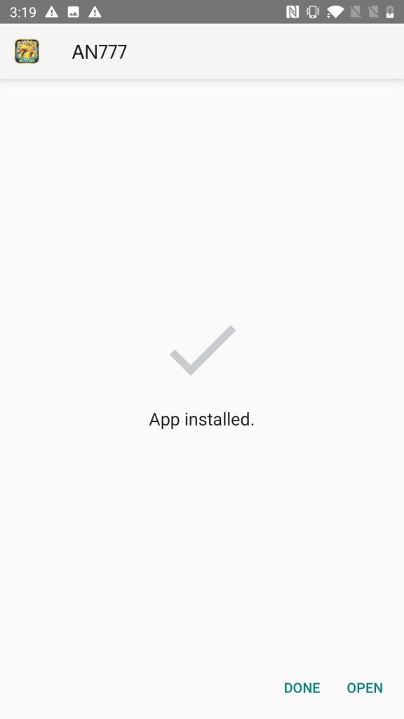 AN777 APK installed