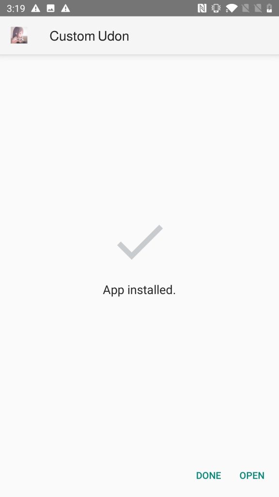 Custom Udon APK installed