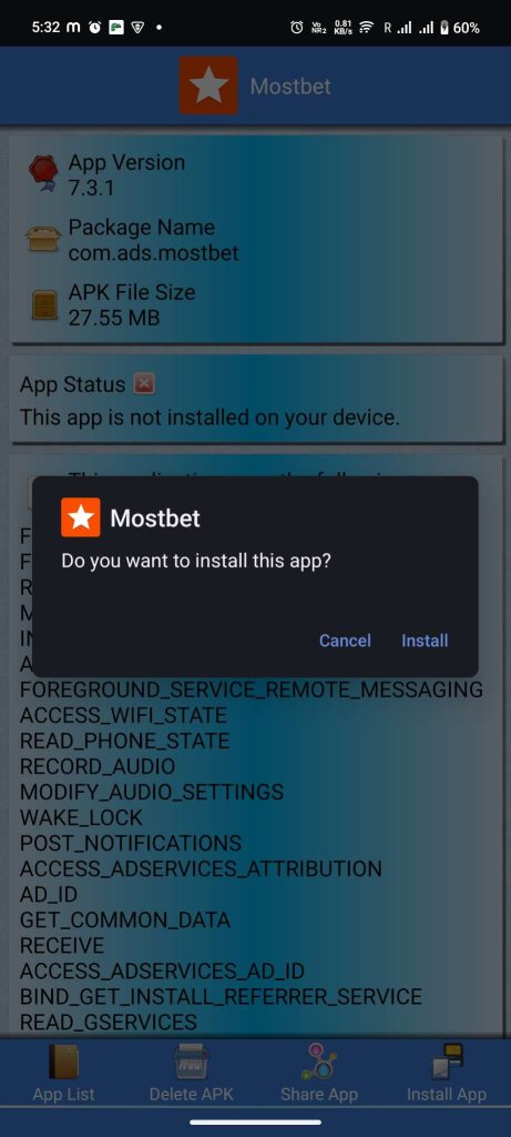 install MostBet Apk