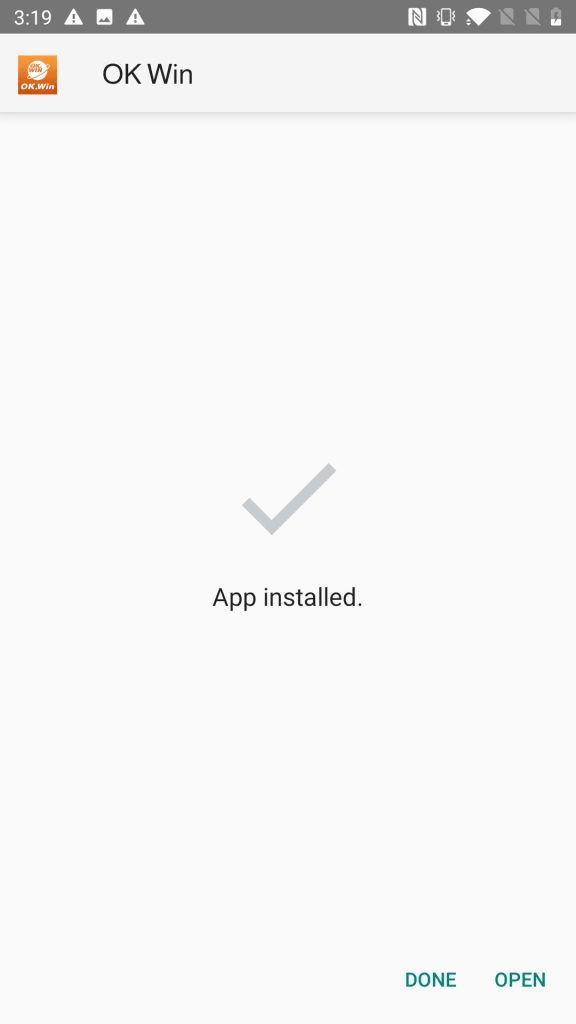 Ok Win APK installed