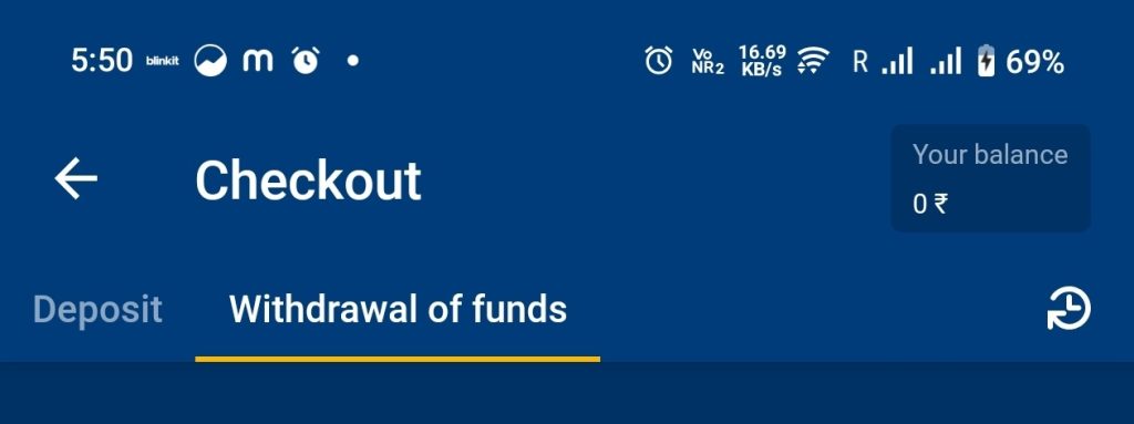 Withdrawal Section on MostBet Apk