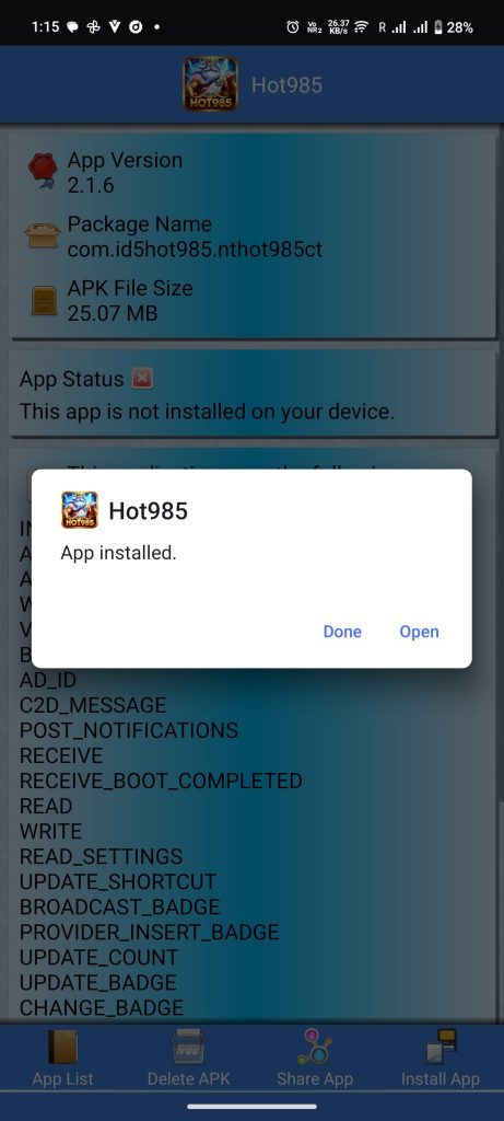 Hot985 installed
