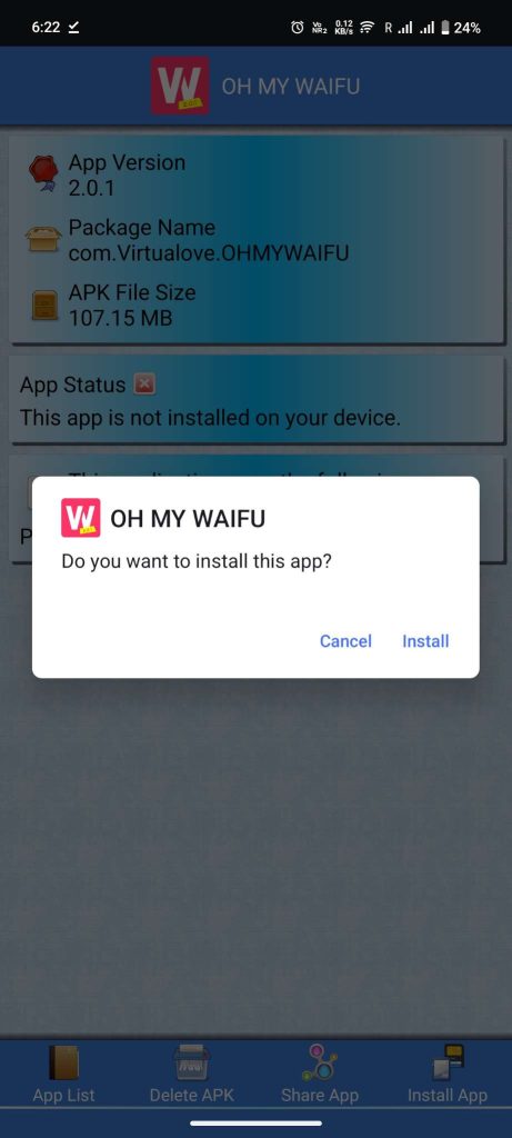 install Oh My Waifu APK